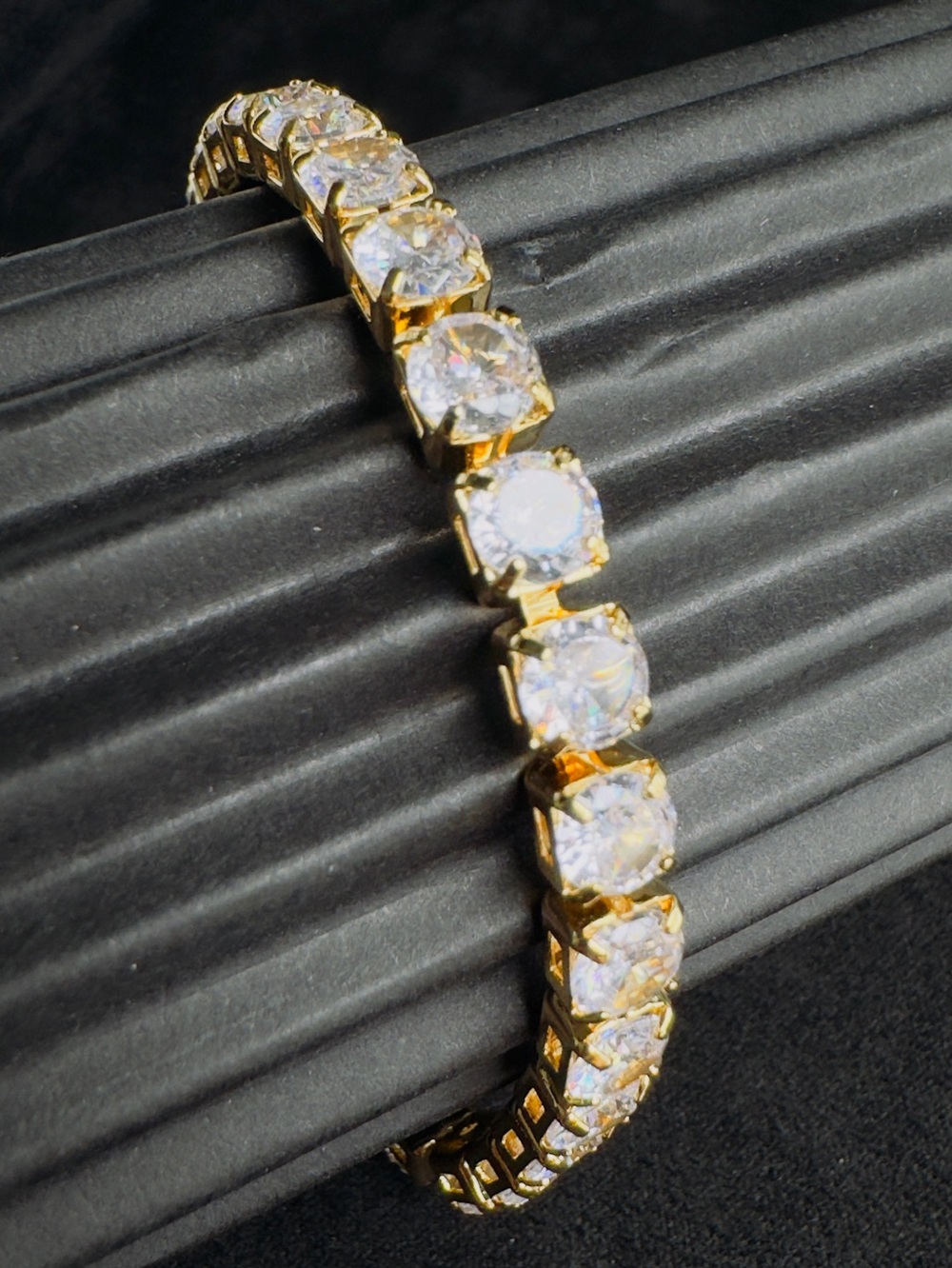 Gold Tennis Bracelet with Clear Stones – Women Jewelry